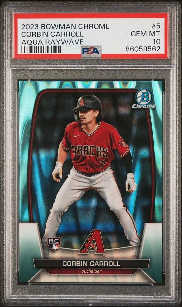 2023 Bowman Chrome 5 Corbin Carroll Aqua Raywave PSA 10