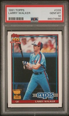 1991 Topps 339 Larry Walker PSA 10