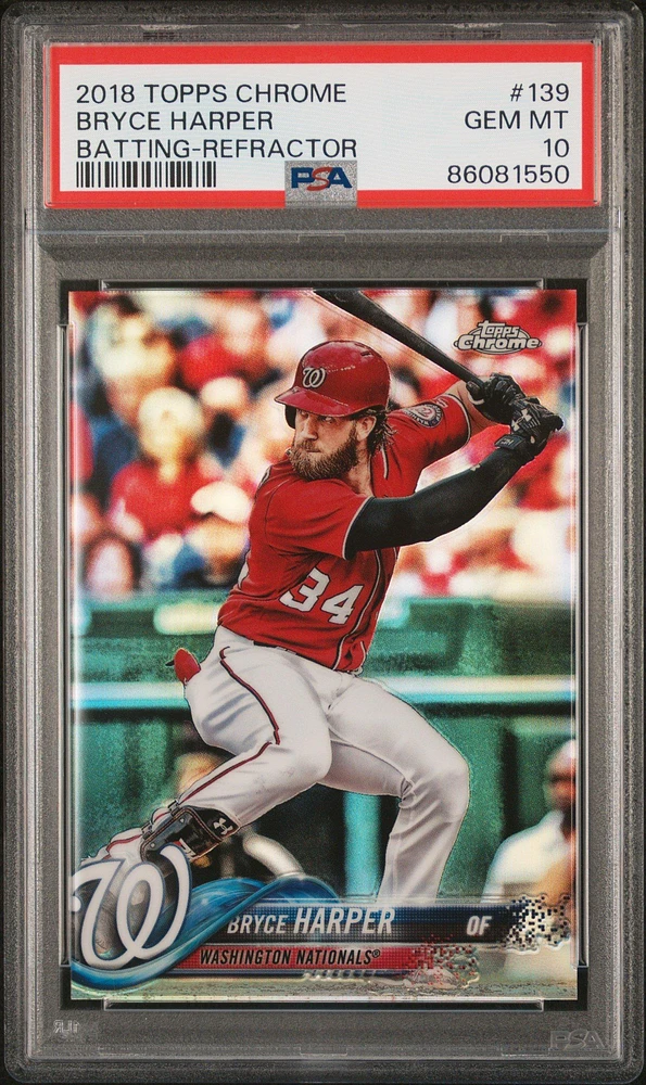2018 Topps Chrome 139 Bryce Harper PSA 10