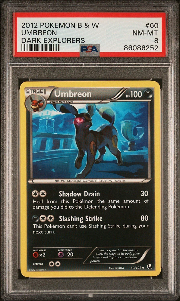 2012 Pokemon Black & White Dark Explorers 60 Umbreon PSA 8