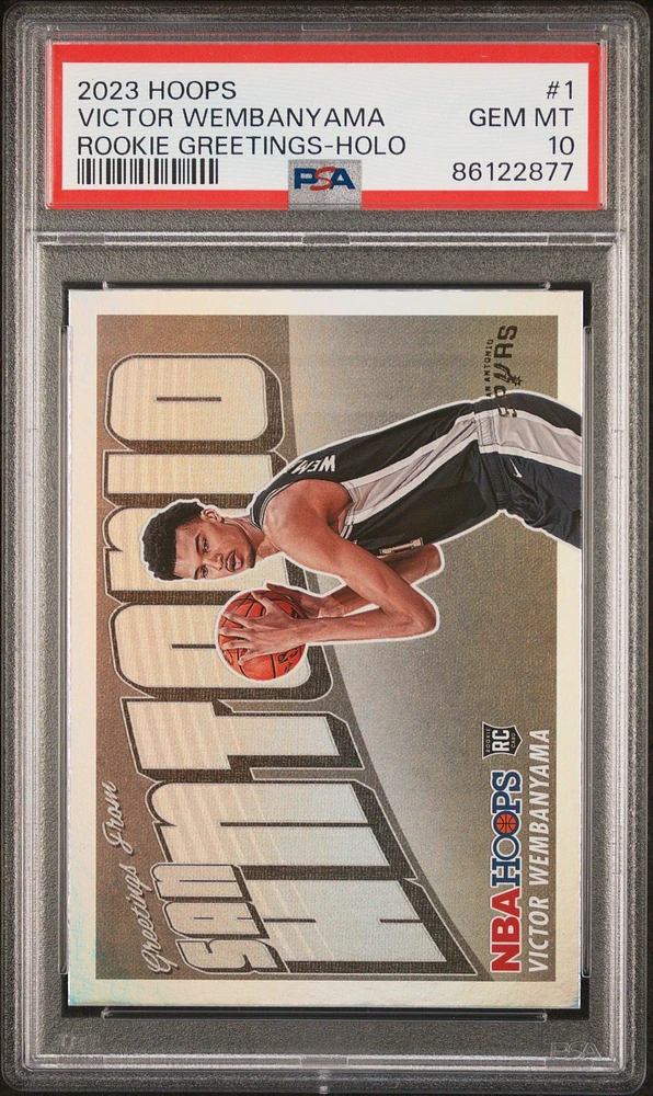 2023 Panini Nba Hoops Rookie Greetings 1 Victor Wembanyama Holo PSA