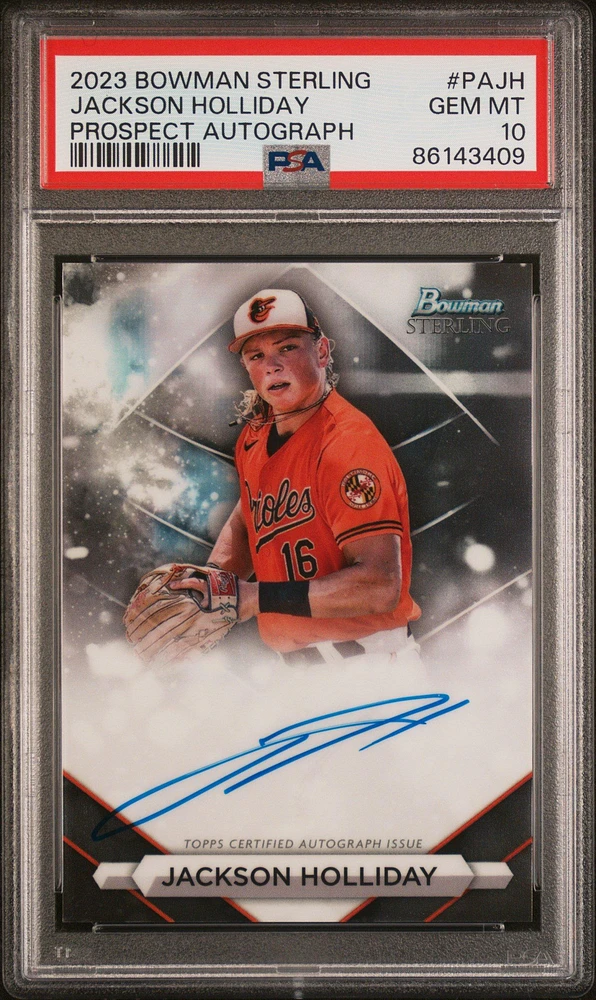2023 Bowman Sterling Prospect Autographs Pajh Jackson Holliday PSA 10