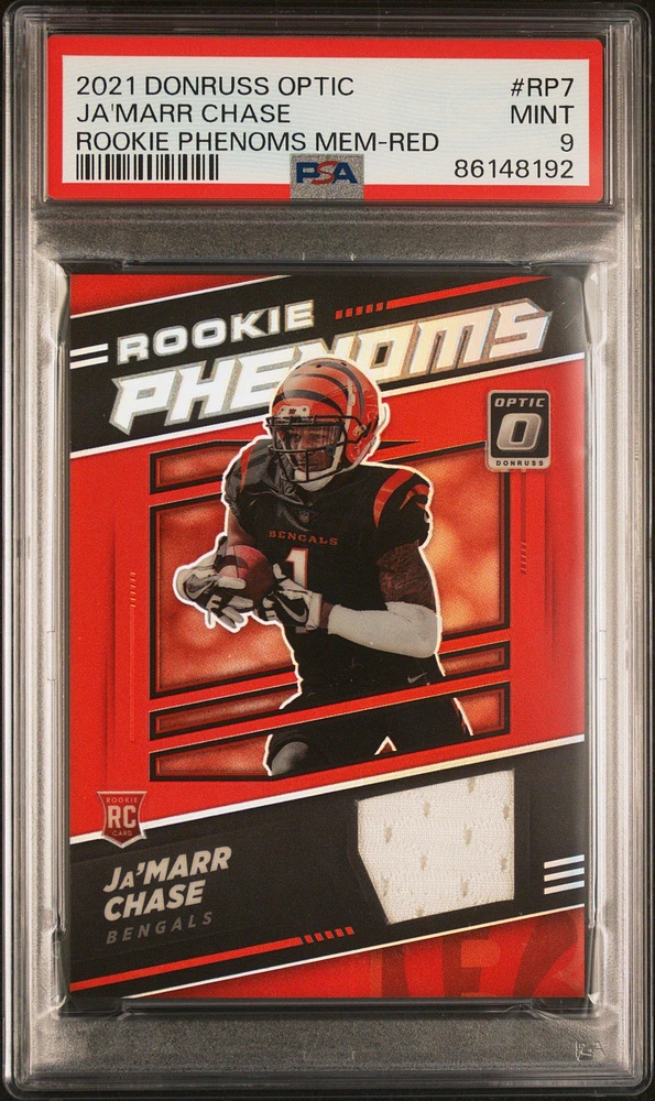 2021 Panini Donruss Optic Rookie Phenoms Memorabilia Rp7 Ja'marr Chase Red PSA 9