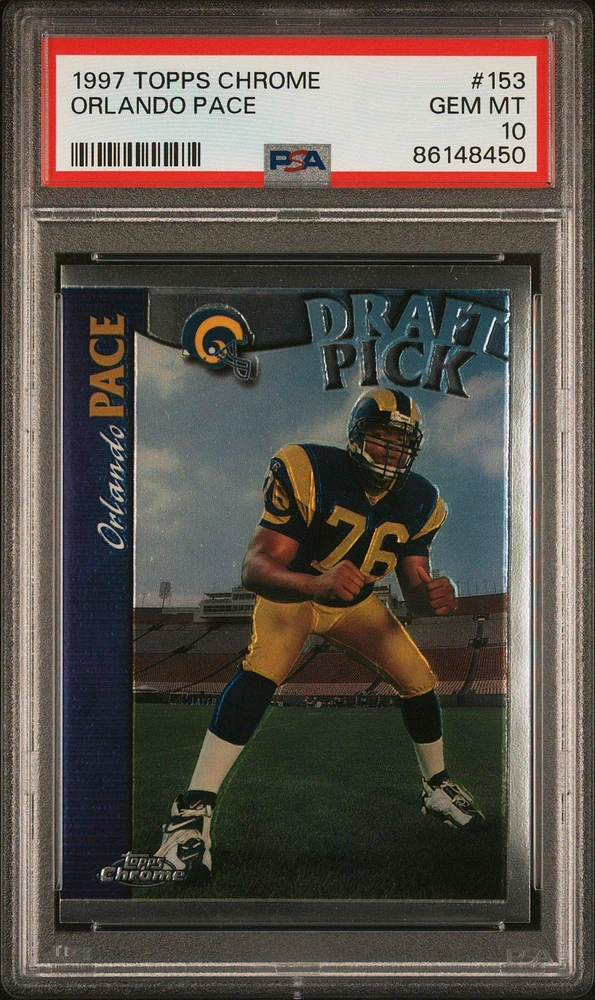 1997 Topps Chrome 153 Orlando Pace PSA 10