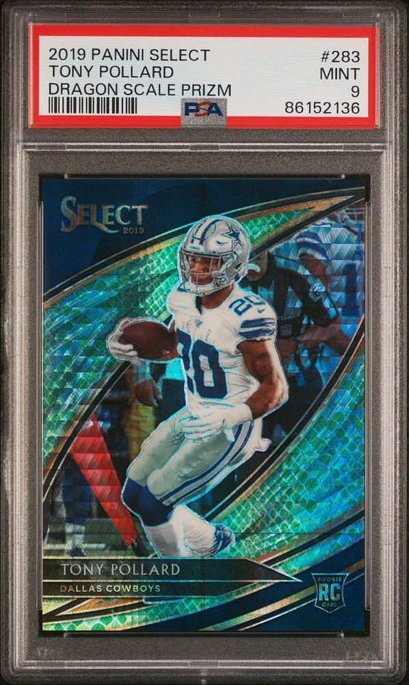 2019 Panini Select 283 Tony Pollard Dragon Scale Prizm PSA 9