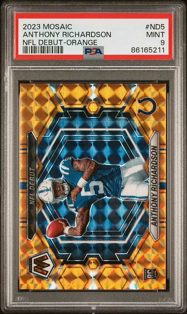 2023 Panini Mosaic Nfl Debut Nd5 Anthony Richardson Orange PSA 9