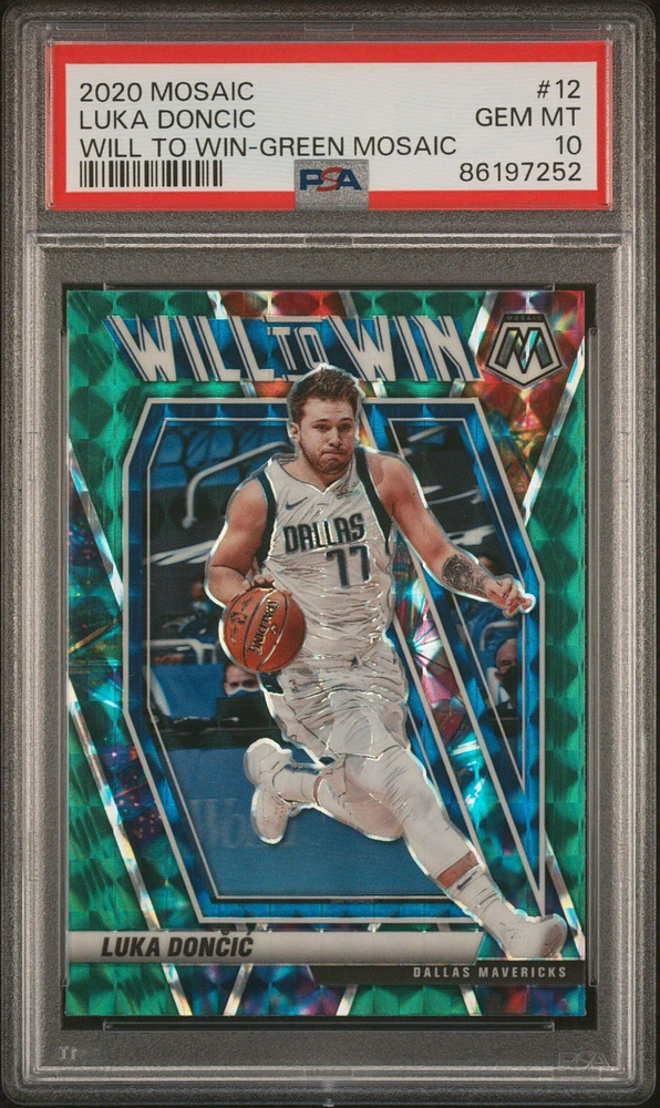 2020 Panini Mosaic Will To Win 12 Luka Doncic Green Mosaic PSA 10