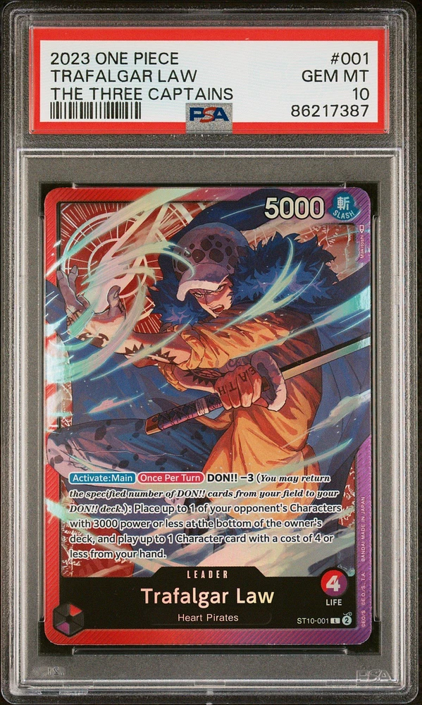 2023 One Piece Ultra Deck-the Three Captains 001 Trafalgar Law PSA 10