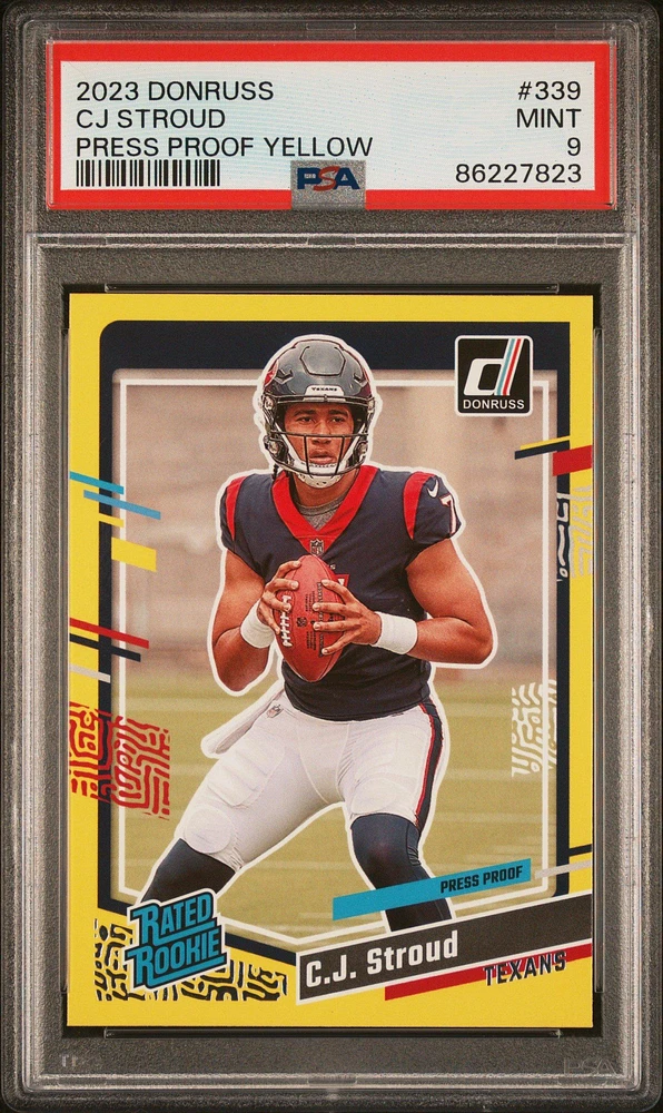 2023 Panini Donruss 339 Cj Stroud Press Proof Yellow PSA 9