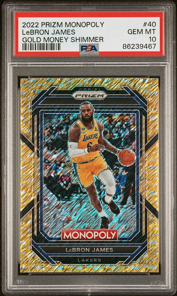 2022 Panini Prizm Monopoly 40 Lebron James Gold Money Shimmer PSA 10
