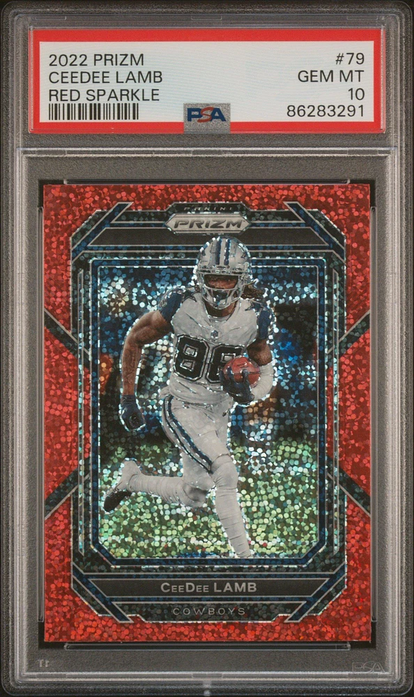 2022 Panini Prizm 79 Ceedee Lamb Red Sparkle PSA 10