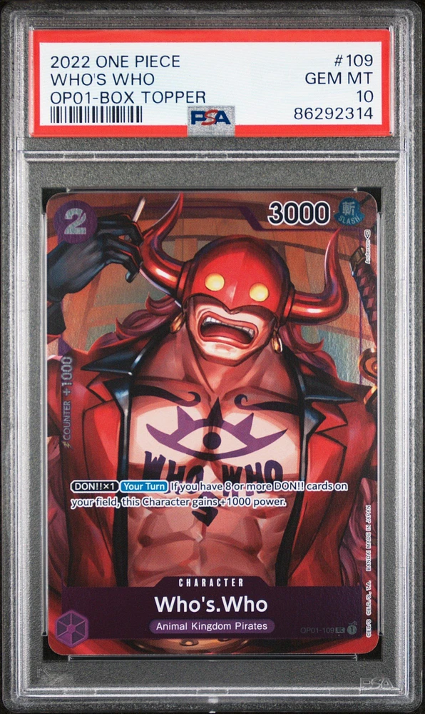 2022 One Piece Romance Dawn 109 Who's Who Box Topper PSA 10