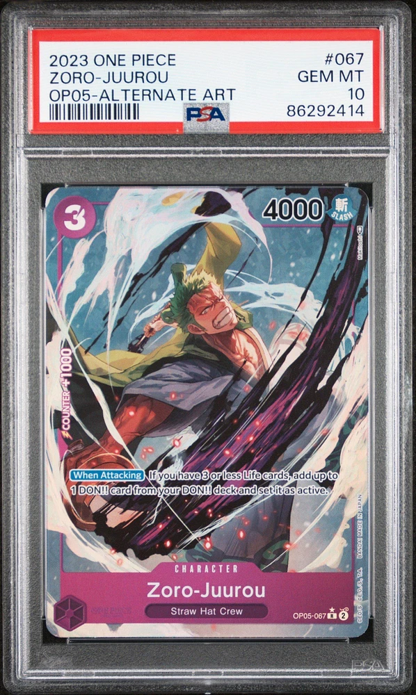 2023 One Piece Awakening Of The New Era 067 Zoro-juurou Alternate Art PSA 10