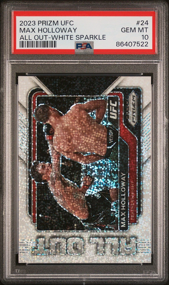 2023 Panini Prizm Ufc All Out 24 Max Holloway White Sparkle PSA 10