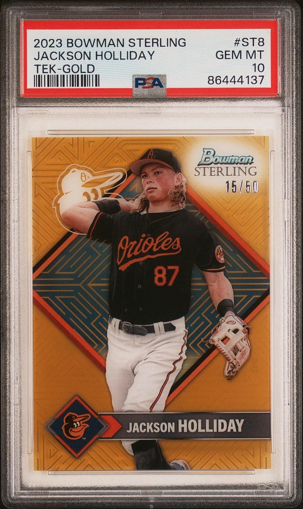 2023 Bowman Sterling Sterling Tek St8 Jackson Holliday Gold Refractor PSA 10