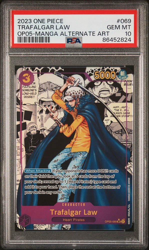 2023 One Piece Awakening Of The New Era 069 Trafalgar Law Manga Alternate Art PSA 10