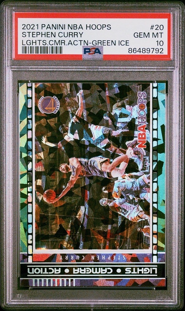 2021 Panini Nba Hoops Lights Camera Action 20 Stephen Curry Green Ice PSA 10
