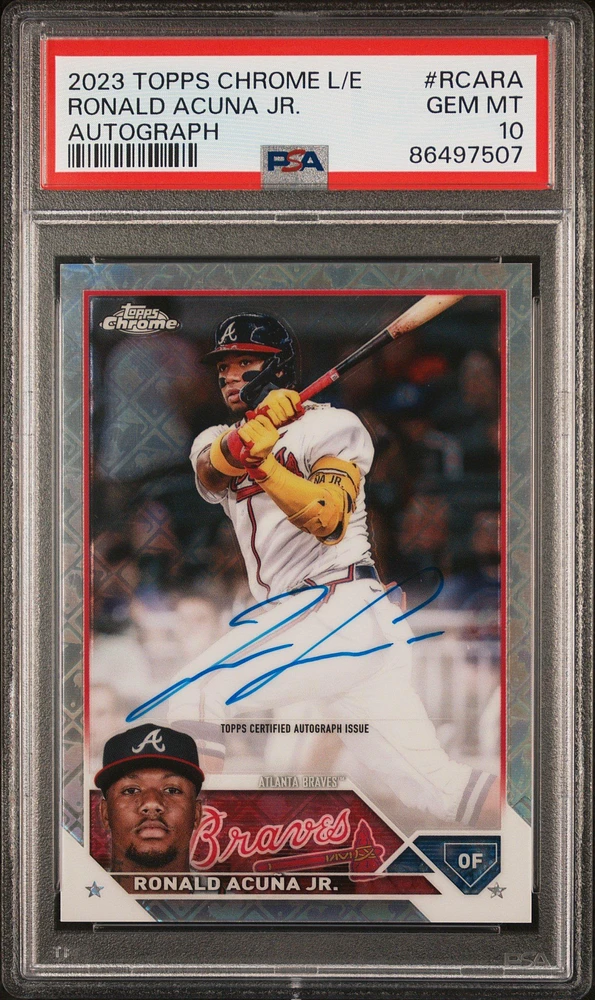 2023 Topps Chrome Logofractor Edition Refractor Chrome Autograph Rcara Ronald Acuna Jr. PSA 10