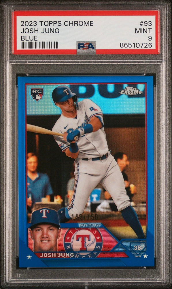 2023 Topps Chrome 93 Josh Jung Blue Refractor PSA 9