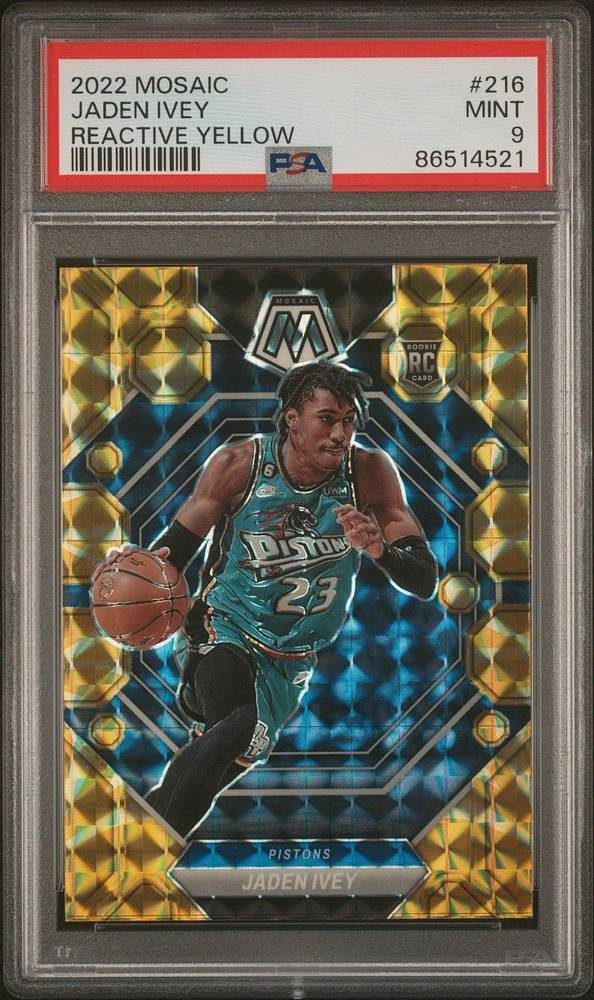 2022 Panini Mosaic 216 Jaden Ivey Reactive Yellow PSA 9