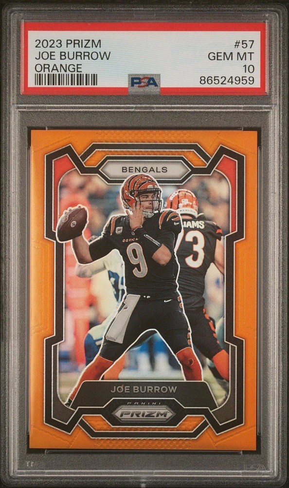 2023 Panini Prizm 57 Joe Burrow Orange Prizm PSA 10