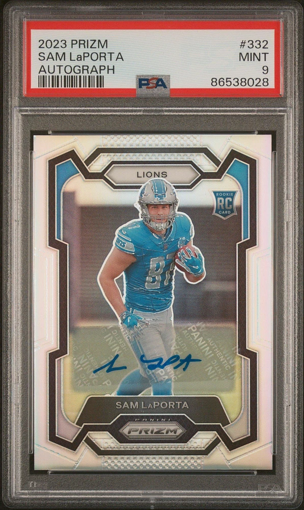2023 Panini Prizm 332 Sam Laporta Autograph PSA