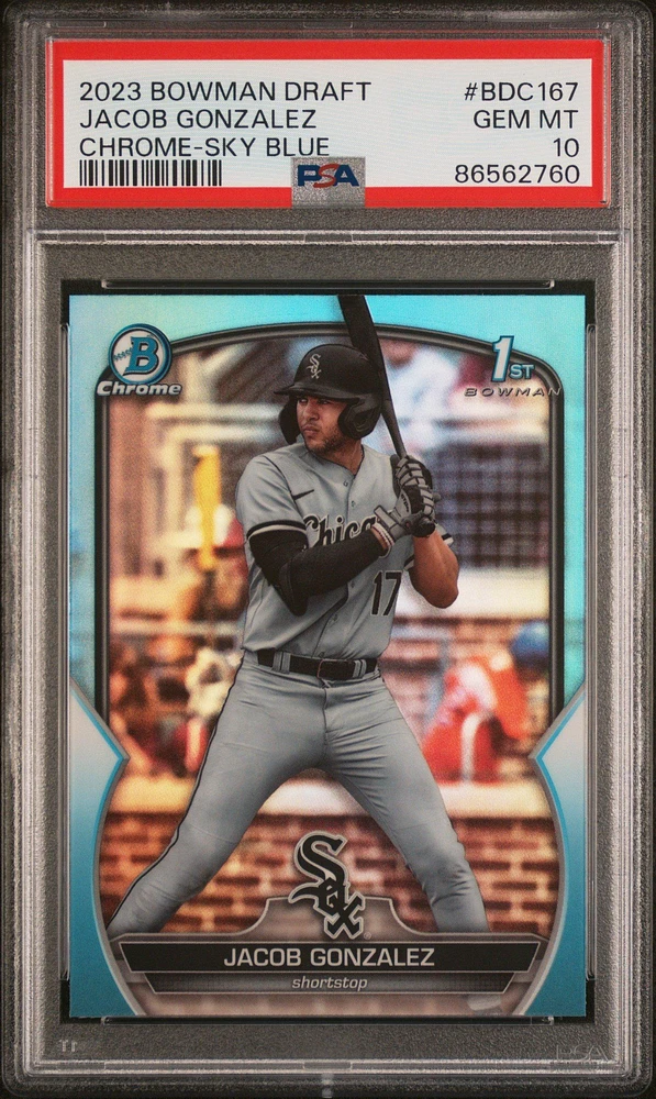 2023 Bowman Draft Bdc167 Jacob Gonzalez Chrome-sky Blue PSA 10