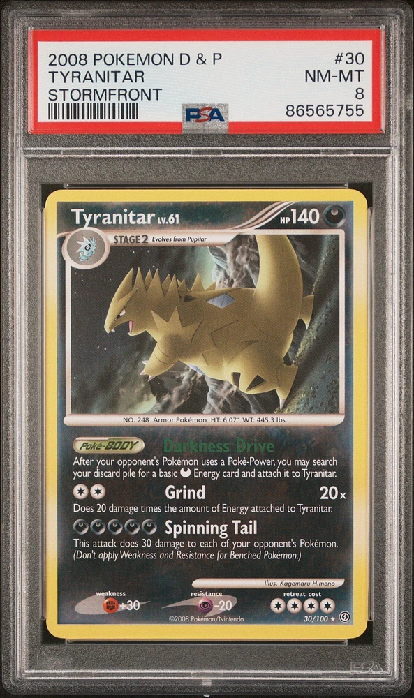 2008 Pokemon Diamond & Pearl Stormfront 30 Tyranitar PSA 8