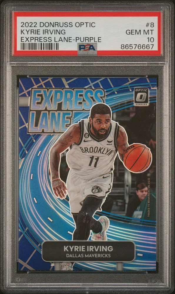 2022 Panini Donruss Optic Express Lane 8 Kyrie Irving Purple PSA 10
