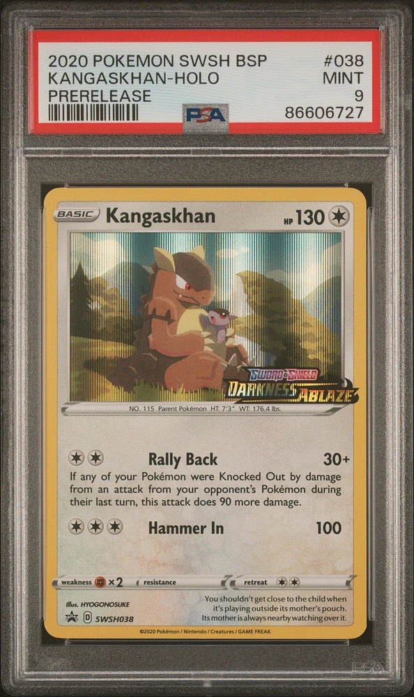 2020 Pokemon Swsh Black Star Promo 038 Kangaskhan-holo Prerelease PSA 9