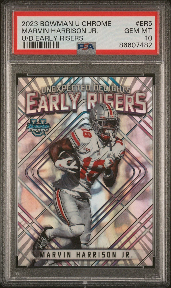 2023 Bowman University Chrome Unexpected Delights Early Risers Er5 Marvin Harrison Jr. PSA 10