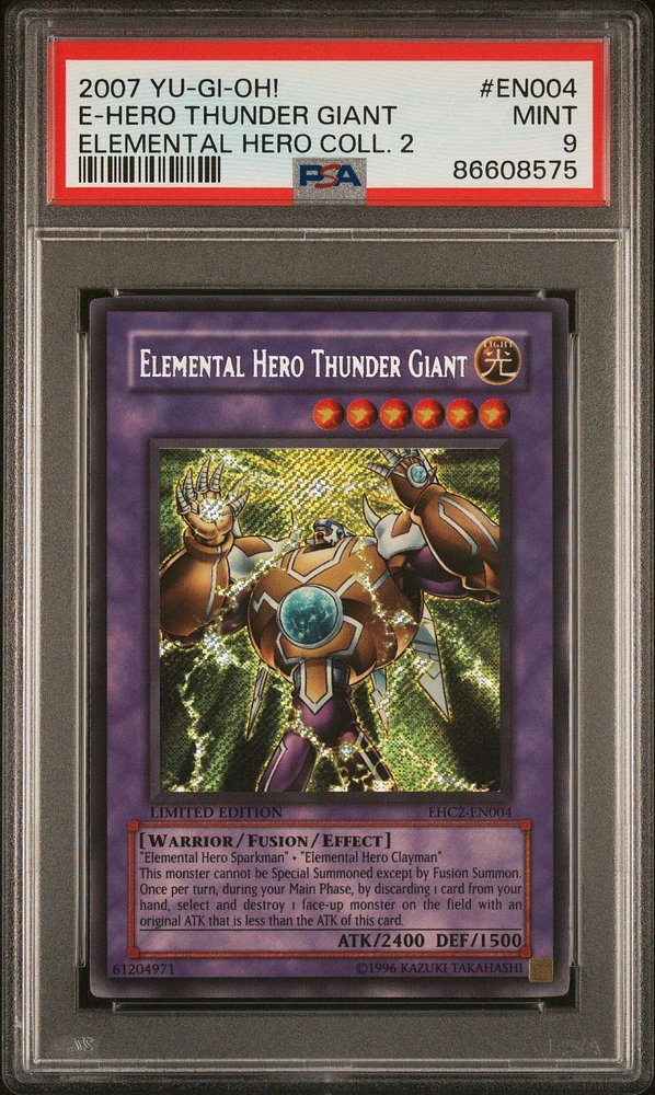 2007 Yu-gi-oh! Elemental Hero Collection 2 En004 Elemental Hero Thunder Giant PSA 9