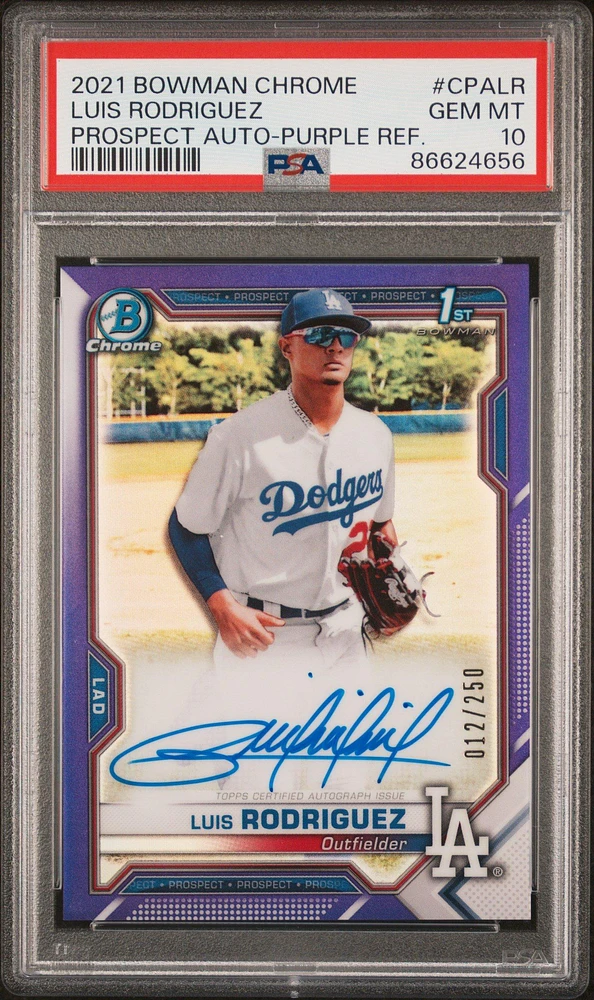 2021 Bowman Chrome Prospect Autographs Cpalr Luis Rodriguez PSA 10