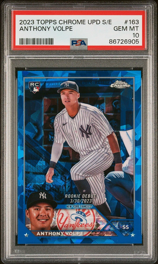 2023 Topps Chrome Update Sapphire Edition 163 Anthony Volpe PSA 10