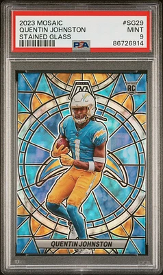 2023 Panini Mosaic Stained Glass Sg29 Quentin Johnston PSA 9