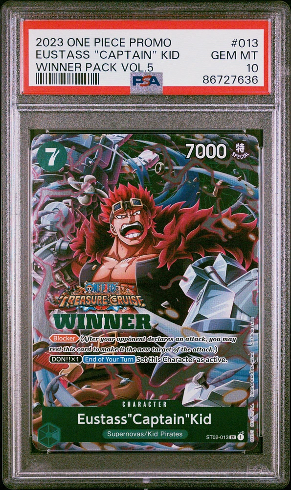 2023 One Piece Promos 013 Eustass "captain" Kid Winner Pack Vol.5 PSA 10