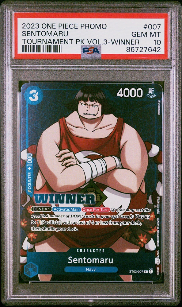 2023 One Piece Promos 007 Sentomaru Tournament Pack Vol.3-winner PSA 10