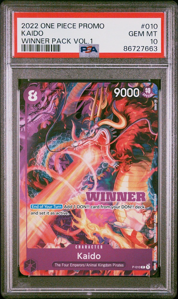 2022 One Piece Promos 010 Kaido Winner Pack Vol.1 PSA 10