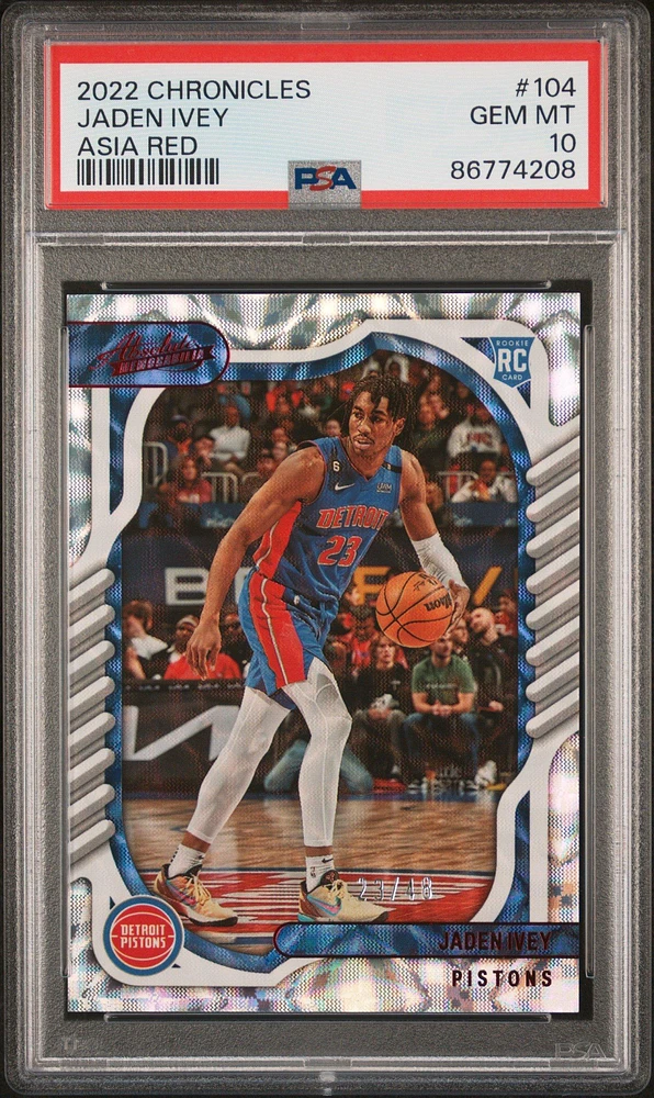 2022 Panini Chronicles 104 Jaden Ivey Asia Red PSA 10