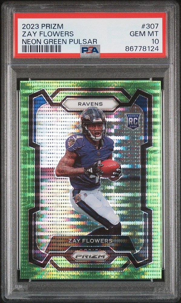2023 Panini Prizm 307 Zay Flowers Neon Green Pulsar PSA 10