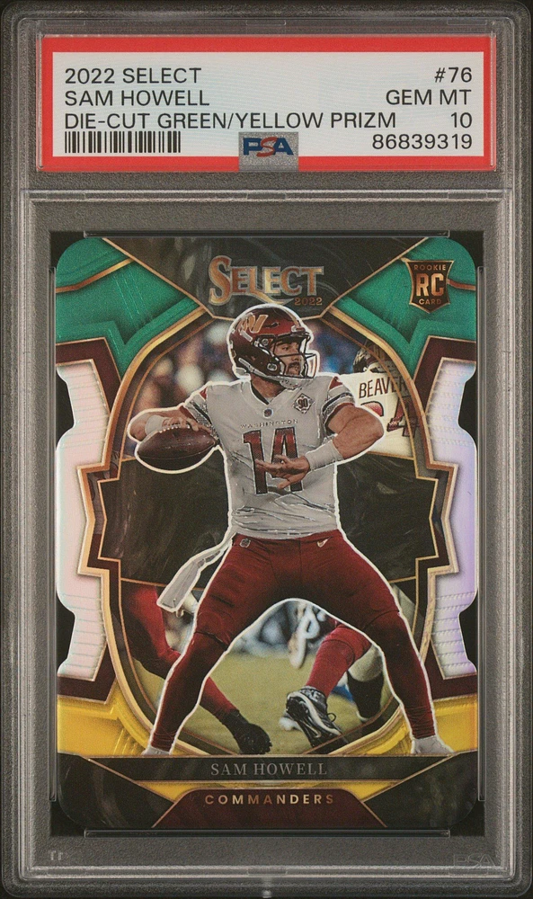 2022 Panini Select 76 Sam Howell Die-cut Green/yellow Prizm PSA 10