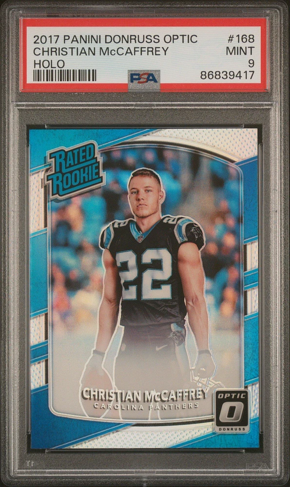 2017 Panini Donruss Optic 168 Christian Mccaffrey Holo PSA 9