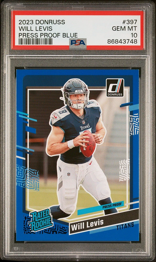 2023 Panini Donruss 397 Will Levis Press Proof Blue PSA 10