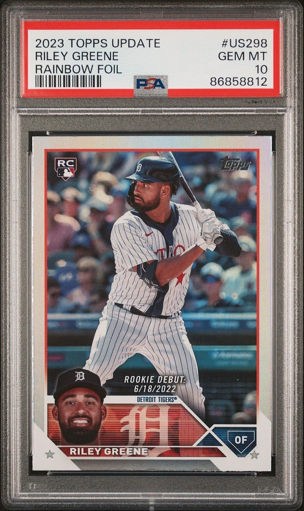 2023 Topps Update Us298 Riley Greene Rainbow Foil PSA 10