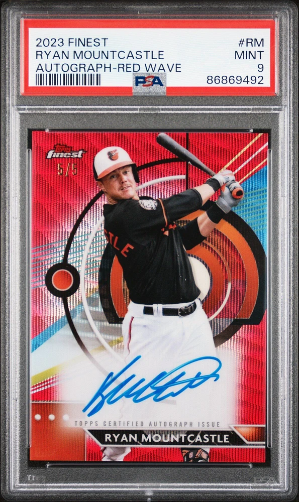 2023 Topps Finest Finest Autographs Rm Ryan Mountcastle Red Wave PSA 9