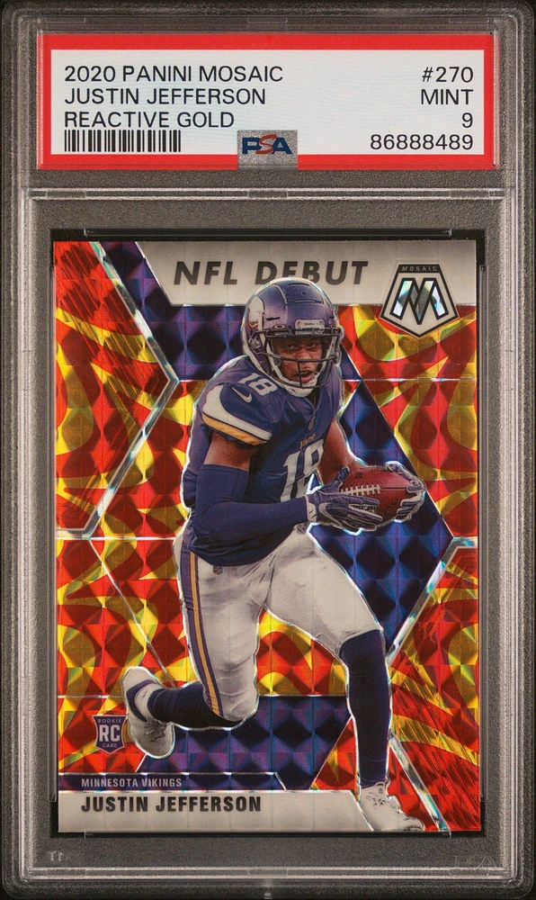 2020 Panini Mosaic 270 Justin Jefferson Reactive Gold PSA 9