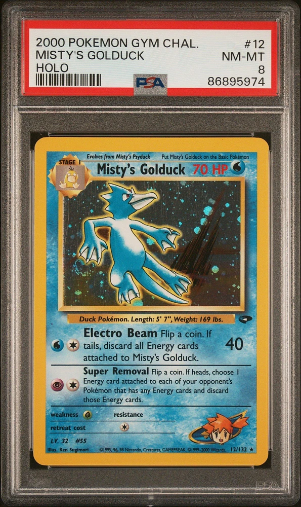 2000 Pokemon Gym Challenge 12 Misty's Golduck Holo PSA 8