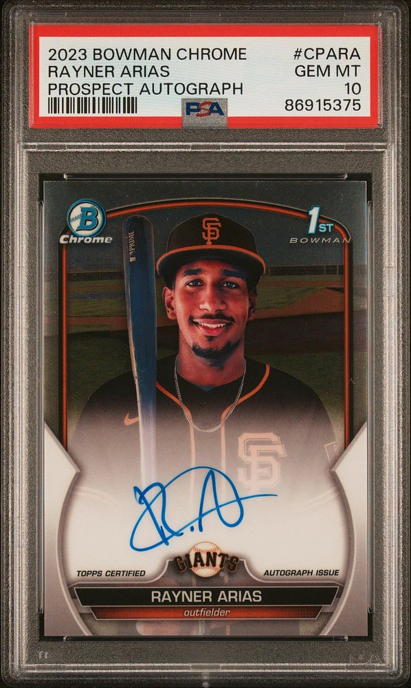 2023 Bowman Chrome Prospect Autographs Cpara Rayner Arias PSA