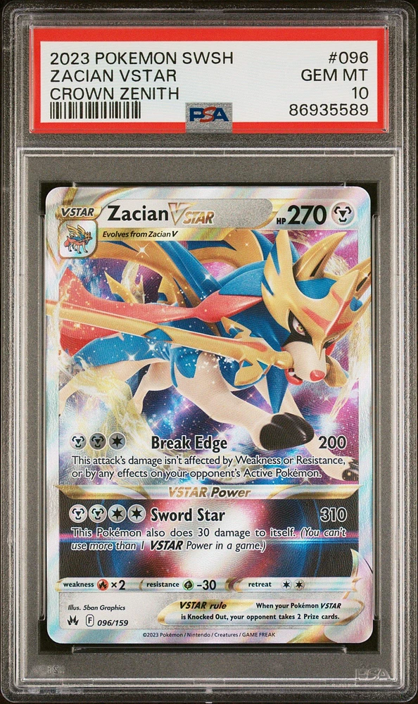 2023 Pokemon Sword And Shield Crown Zenith 096 Zacian Vstar PSA 10