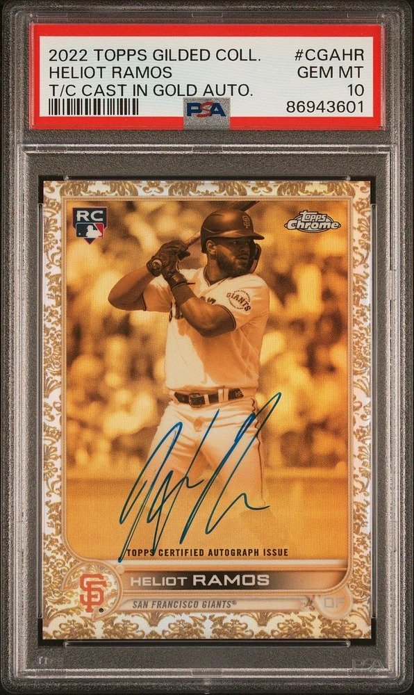 2022 Topps Gilded Collection Topps Chrome Cast In Gold Autographs Cgahr Heliot Ramos PSA 10
